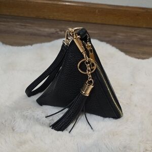 Black Pyramid Wristlet with Gold Accents
